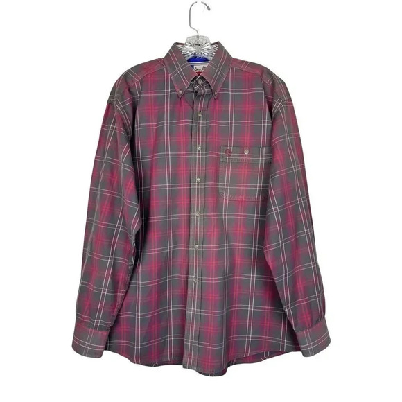 Wrangler Vintage Cowboy Cut George Strait Button Shirt L Red Plaid Long Sleeve - Picture 1 of 7
